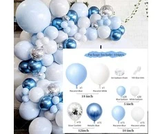 Blue Macaron Mėlyna Theme balionų rinkinys (104 vnt)