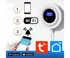 Išmanus dujų sprogimo rizikos detektorius RTOOLS (Tuya / Smart Life, LCD, 90 db signalas)
