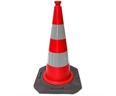 Šviesą atspindintis kelio kūgis su pagrindu, 50 cm (PVC)