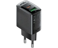 Įkroviklis Acefast A98 30W GaN USB-C/USB-A juodas