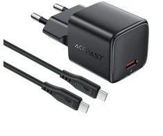 Acefast Įkroviklis jungiama į tinklą USB-C 30W GaN su kablem USB-C - Lightning 1.2m - juoda