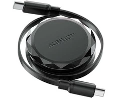 Acefast C13-03 USB-C – USB-C 60W kabelis Retractable – juodos spalvos