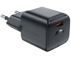 Acefast A73 Mini PD 20W GaN USB-C laidinis įkroviklis – juodos spalvos