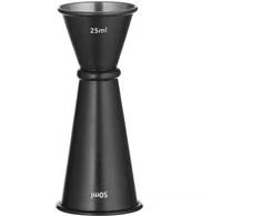 Bar Up Dvipusis barmeno matavimo puodelis su žiedu 25 ml 50 ml - juodas