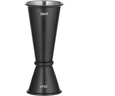 Bar Up Dvipusis barmeno matavimo puodelis su žiedu 25 ml 50 ml - juodas