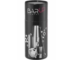 Bar Up Barmeno rinkinys vamzdelyje, purtyklė, sietelis, šaukštas - sidabrinis