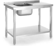 Vieno dubenio kriauklė su lentyna, kairioji Budget Line STEEL 800 x 600 x 850 cm - Hendi 817001