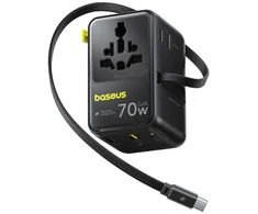 Įkroviklis Baseus Baseus EnerCore CG11 Charger Retractable 2AC+2U + 70W, Juodas