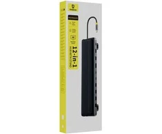 Baseus EliteJoy EH3 12w1 USB-C | 2xHDMI 4K@60Hz | DP 4K@60Hz | 2xUSB-C 10Gb/s | 2xUSB-A 5Gb/s | USB-A 480Mb/s | SD/Micro SD 3.0 | RJ45 1Gb | USB-C PD pilka