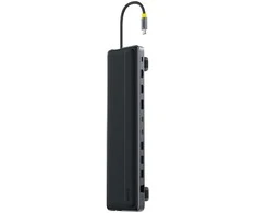 Baseus EliteJoy EH3 12w1 USB-C | 2xHDMI 4K@60Hz | DP 4K@60Hz | 2xUSB-C 10Gb/s | 2xUSB-A 5Gb/s | USB-A 480Mb/s | SD/Micro SD 3.0 | RJ45 1Gb | USB-C PD pilka