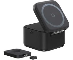 Baseus MagPro 3in1 25W MagSafe Compatible belaidis įkroviklis skirtas telefonui ir išmaniam laikrodžiui - juodos spalvos