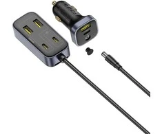 Baseus BackseatPal L1 110W automobilinis įkroviklis 3 x USB-A + 3 x USB-C su 1.5m Extension Kabelis - juodos spalvos