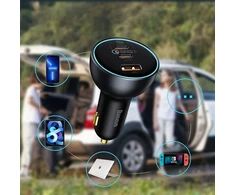 Baseus 160W su technologija Qualcomm Quick Charge 5 2x USB-C + 1x USB-A - pilka