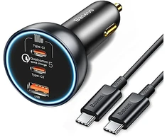 Baseus 160W su technologija Qualcomm Quick Charge 5 2x USB-C + 1x USB-A - pilka