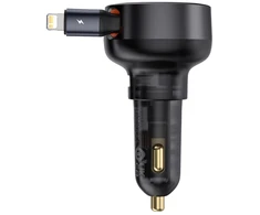 Baseus Enjoyment Pro 55W USB-A ze zwijanym kablem Lightning - juoda