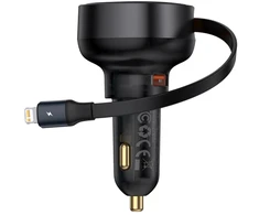 Baseus Enjoyment Pro 55W USB-A ze zwijanym kablem Lightning - juoda