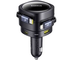 "Baseus PD" automobilinis įkroviklis 1x USB-C + USB-A prievadas 90W, juodas