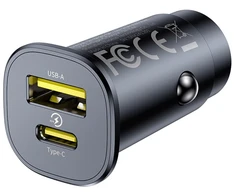 Baseus Automobilinis įkroviklis GoTrip 30W 12-24V USB-A + USB-C QC PD, juodas