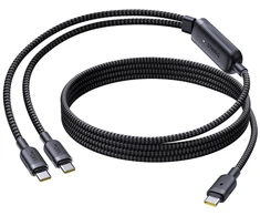Baseus Laidas Baseus Flash 4 140W 2in1 USB-C į USB-C + USB-C 1,5 m - juodas