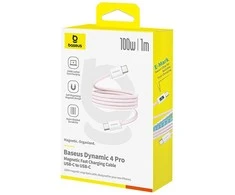 Baseus USB-C „Dynamic 4 Pro“ 100 W 1 m ilgio ir savaime susirenkantis laidas – rožinis