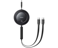 Baseus Kabelis przewód zwijany 2w1 USB-C 100W 1.2m - juoda