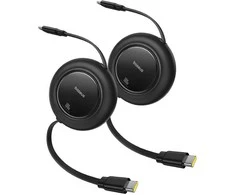 Kabelis zwijany Baseus Free2Pull 100W USB-C - USB-C 2m (2 vnt.) - juoda