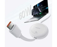Baseus Free2Pull Mini USB-C į USB-C USB laidas, 60 W, 1, (balta)