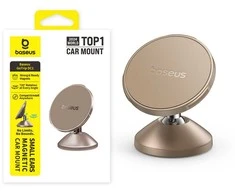 Baseus „GoTrip DC1 MagSafe“ magnetinis automobilinis laikiklis išmaniajam telefonui ant priekinio stiklo ir prietaisų skydelio – auksinis