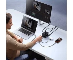 Baseus EnerFill FA11 67W Power Strip, USB-A + USB-C Cube + 3 x EU Socket 1.5m – juodos spalvos