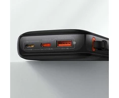 Powerbank 10000mAh 20W Baseus Qpow Pro Overseas Edition + USB C 3A kabelis - juodos spalvos