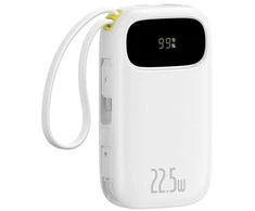 Baseus Powerbank 10000mAh su wyświetlaczem wbudowanymi kablami EnerFill FC31 22.5W - balta