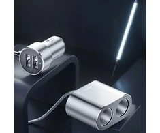 Baseus Automobilinis įkroviklis, skirtas cigarečių žiebtuvėliui (dvigubas žiebtuvėlis, 80 W + dvigubas USB 3.1A), dvigubas (CRDYQ-0S)