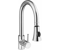 Vienos skylės virtuvės praustuvo maišytuvas su dušu, nerūdijantis plienas, aukštis 370 mm - Hendi 810163