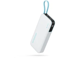 Cuktech CUKP200NGLLG 55W 20000mAh Powerbank with Built-in USB-C Cable - Baltas