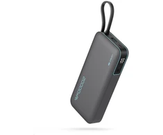 Cuktech CUKP200NGLDG 55W 20000mAh Powerbank with Built-in USB-C Cable – pilkos spalvos