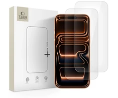 „Tech-Protect Glass Fit+“ 2 grūdinto stiklo pakuotė, skirta „iPhone 16 Pro / 17 / 17 Pro“ – skaidri