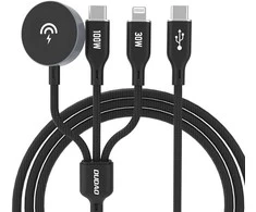Dudao „Apple Watch A72b8 A12Max+ PD 100W 3in1“ įkroviklio laidas: USB-C „Lightning“ 1,2 m – juodos spalvos