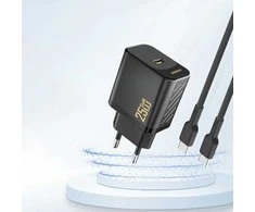 Dudao A27 25W GaN USB-C laidinis įkroviklis – juodos spalvos