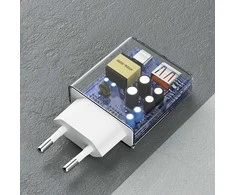 GaN Dudao A30EUL 30W USB-A / USB-C laidinis įkroviklis + USB-C – Lightning kabelis – baltos spalvos