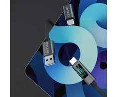 Dudao L7C USB-C – USB-C 100W kabelis with LED Ekranas 1m – juodos spalvos