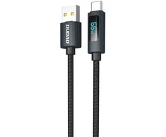 Dudao L7T USB-A – USB-C 66W kabelis with LED Ekranas 1m – juodos spalvos