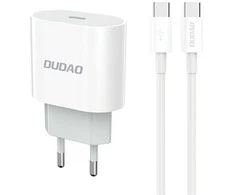 Dudao A14EUC PD 20W USB-C laidinis įkroviklis su kabelis – baltos spalvos