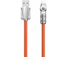 Dudao L24AL USB-A – Lightning kampinis kabelis su 180° rotation 30W 1m – oranžinės spalvos