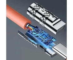 Dudao L24AL USB-A – Lightning kampinis kabelis su 180° rotation 30W 1m – oranžinės spalvos