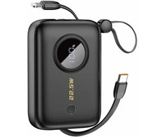Dudao K14 10000mAh power bank su USB-C / Lightning kabeliss - juodos spalvos