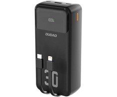 Dudao K15MAX 30000mAh PD 22.5W Powerbank with Built-in Cables - juodos spalvos
