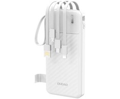 Dudao K11 10000mAh Powerbank su Built-in kabeliss – baltos spalvos