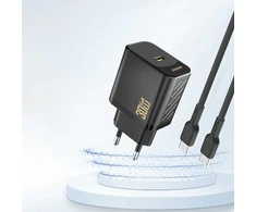 Dudao A27P 30W PD GaN USB-C laidinis įkroviklis – juodos spalvos