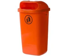 Europlast Austria Gatvės šiukšliadėžė, miesto atliekų konteineris, montuojamas ant stulpo arba sienos, DIN 50L - oranžinė