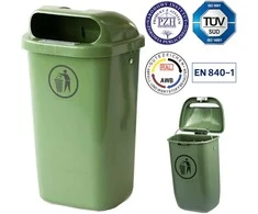 Europlast Austria Gatvės šiukšliadėžė, miesto šiukšlių konteineris stulpui ar sienai, DIN 50L - žalias